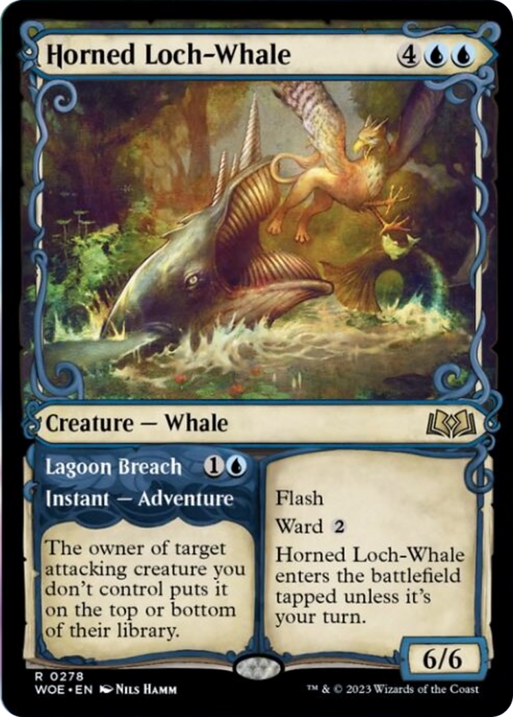 Horned Loch-Whale // Lagoon Breach (Showcase) [Wilds of Eldraine] | I Want That Stuff Brandon