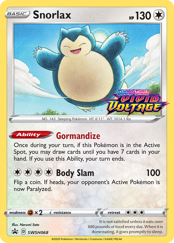 Snorlax (SWSH068) (Prerelease Promo) [Sword & Shield: Black Star Promos] | I Want That Stuff Brandon