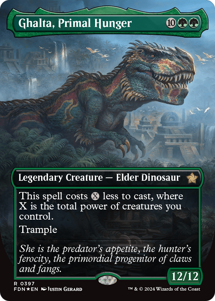 Ghalta, Primal Hunger (Borderless) (Mana Foil) [Foundations] | I Want That Stuff Brandon