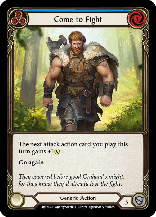 Come to Fight (Blue) [ARC205-C] (Arcane Rising)  1st Edition Rainbow Foil | I Want That Stuff Brandon