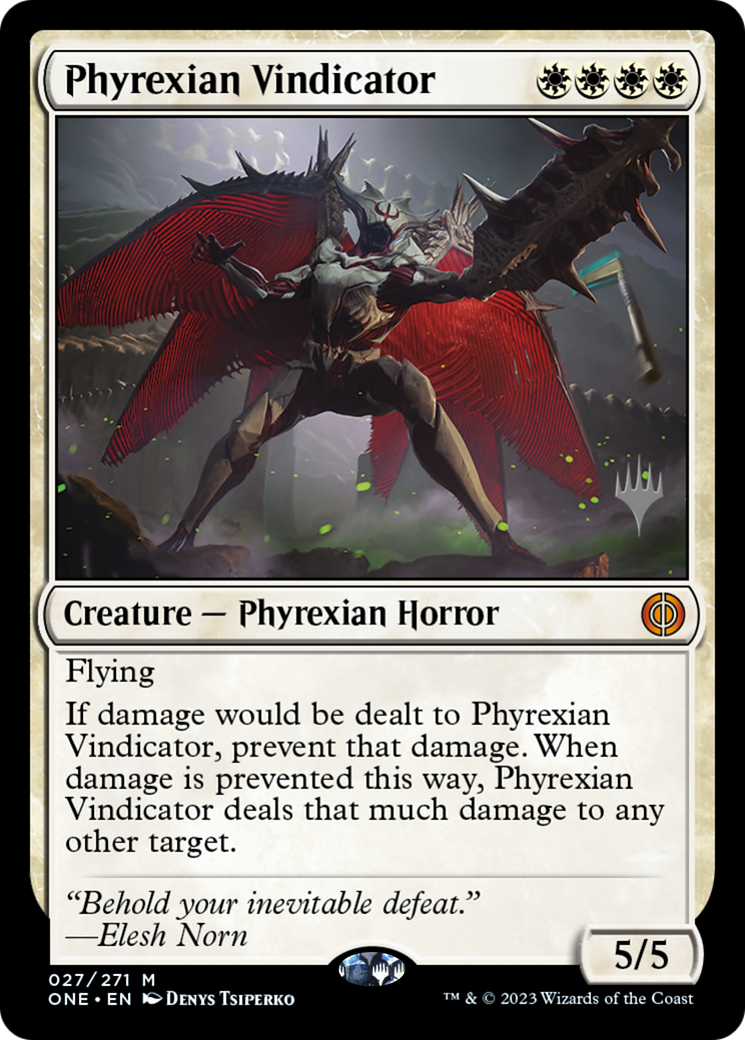 Phyrexian Vindicator (Promo Pack) [Phyrexia: All Will Be One Promos] | I Want That Stuff Brandon