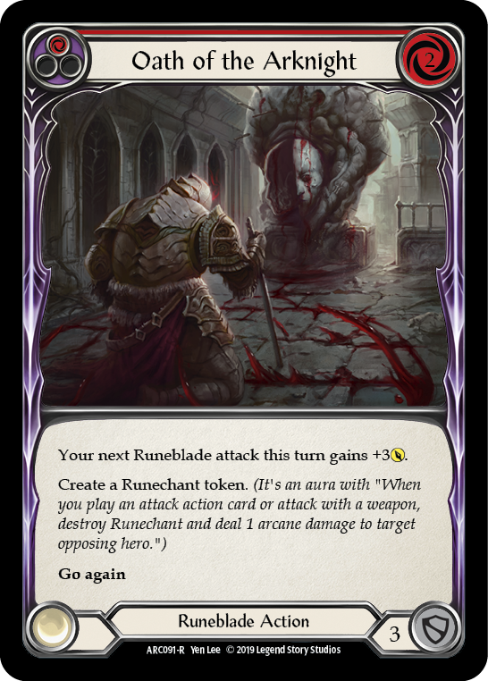 Oath of the Arknight (Red) [ARC091-R] (Arcane Rising)  1st Edition Normal | I Want That Stuff Brandon