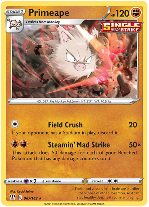 Primeape (067/163) [Sword & Shield: Battle Styles] | I Want That Stuff Brandon