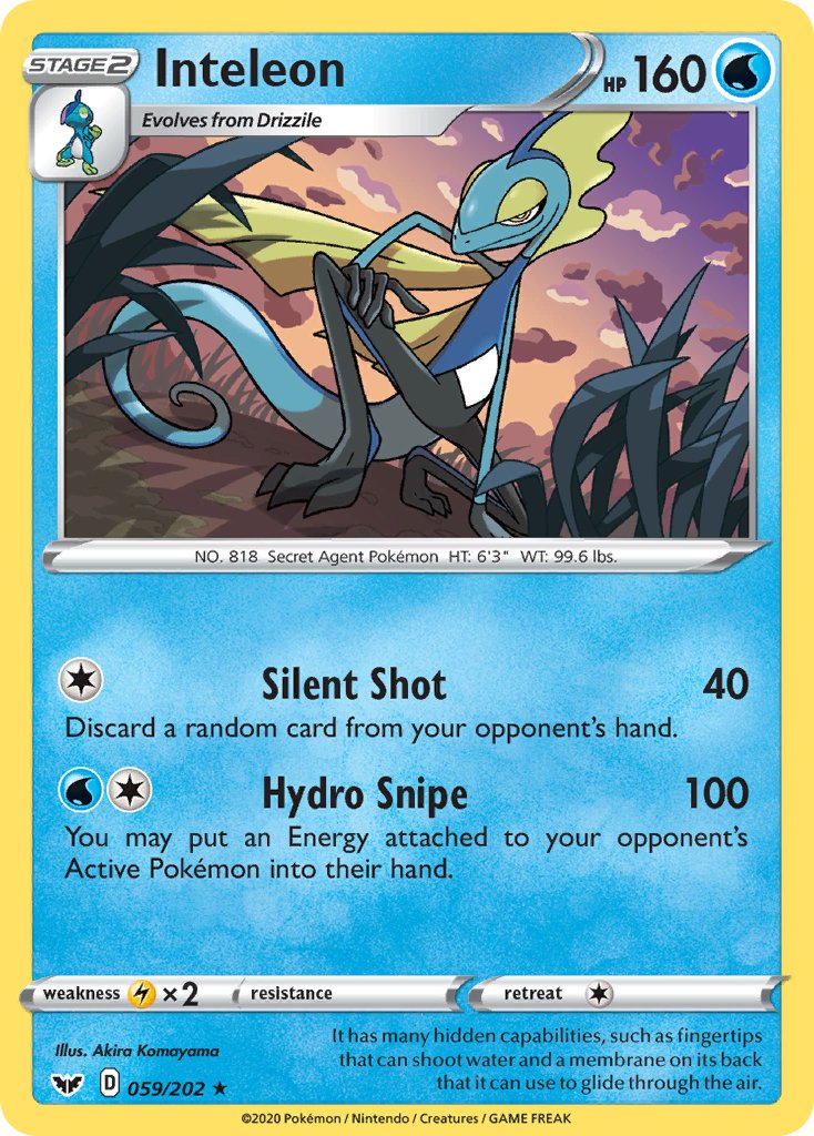 Inteleon (059/202) (Cracked Ice Holo) (Theme Deck Exclusive) [Sword & Shield: Base Set] | I Want That Stuff Brandon