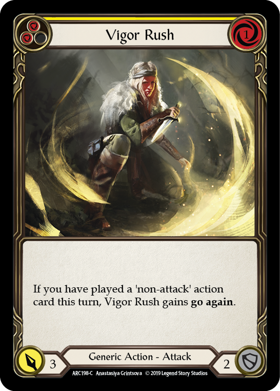 Vigor Rush (Yellow) [ARC198-C] (Arcane Rising)  1st Edition Rainbow Foil | I Want That Stuff Brandon