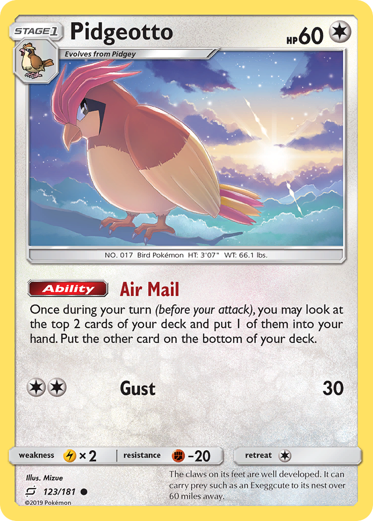 Pidgeotto (123/181) [Sun & Moon: Team Up] | I Want That Stuff Brandon