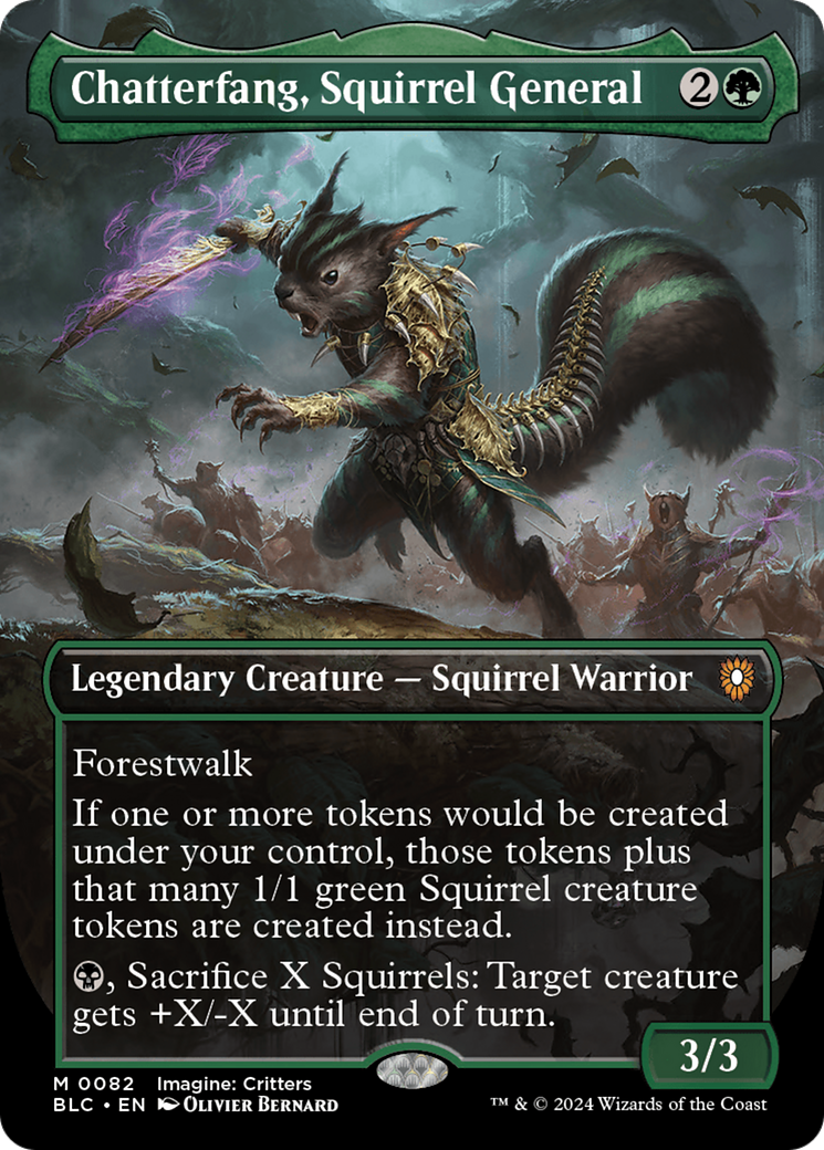 Chatterfang, Squirrel General (Borderless) [Bloomburrow Commander] | I Want That Stuff Brandon