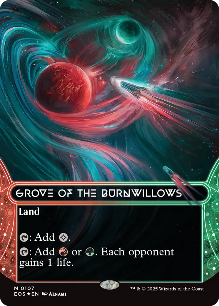 Grove of the Burnwillows (0107) (Borderless) (Galaxy Foil) [Edge of Eternities: Stellar Sights] | I Want That Stuff Brandon