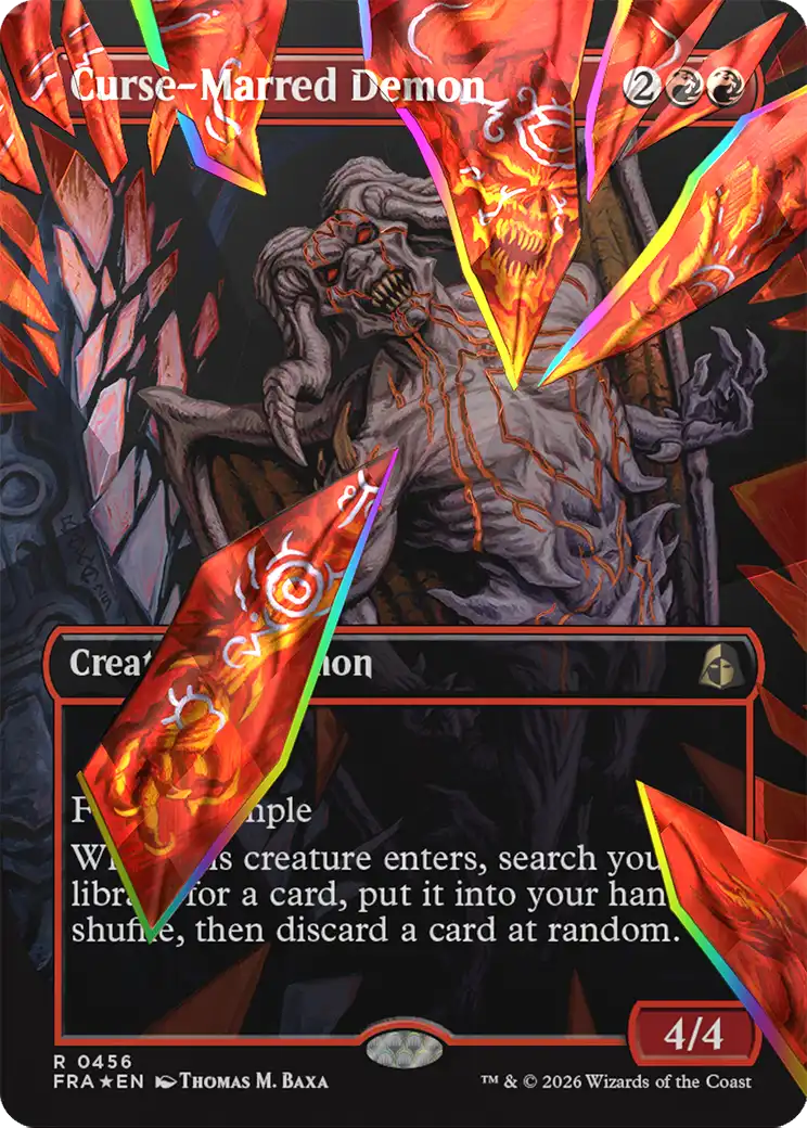 Curse-Marred Demon (Borderless) (Facet Foil) [Reality Fracture] | I Want That Stuff Brandon