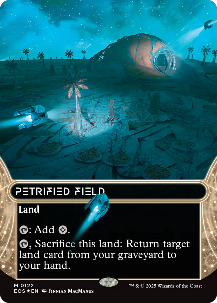 Petrified Field (0122) (Borderless) (Galaxy Foil) [Edge of Eternities: Stellar Sights] | I Want That Stuff Brandon