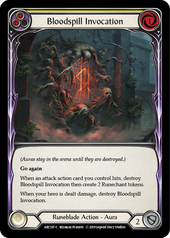 Bloodspill Invocation (Yellow) [ARC107-C] (Arcane Rising)  1st Edition Rainbow Foil | I Want That Stuff Brandon