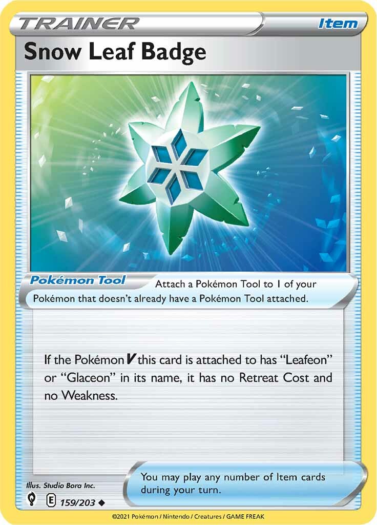 Snow Leaf Badge (159/203) [Sword & Shield: Evolving Skies] | I Want That Stuff Brandon