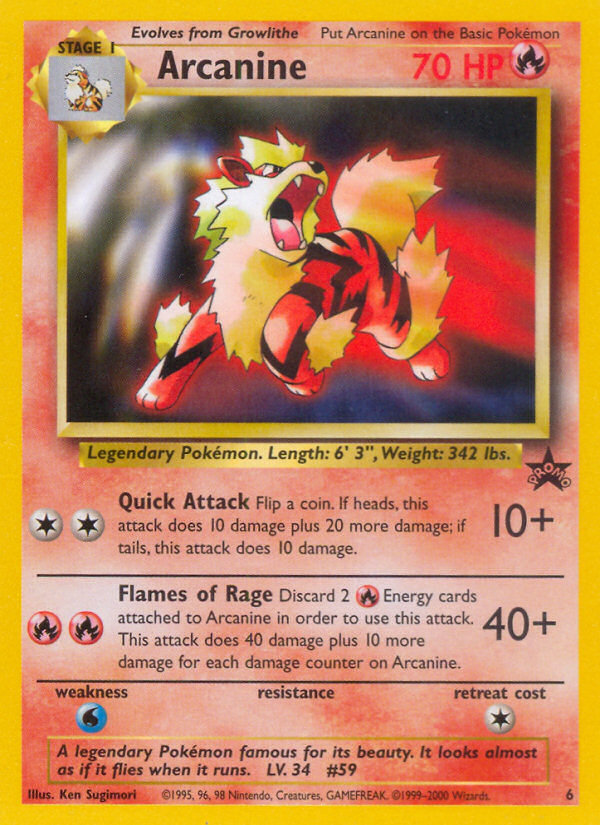 Arcanine (6) [Wizards of the Coast: Black Star Promos] | I Want That Stuff Brandon