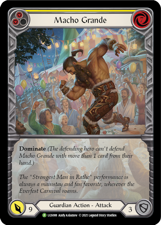 Macho Grande (Yellow) [LGS088] (Promo)  Rainbow Foil | I Want That Stuff Brandon