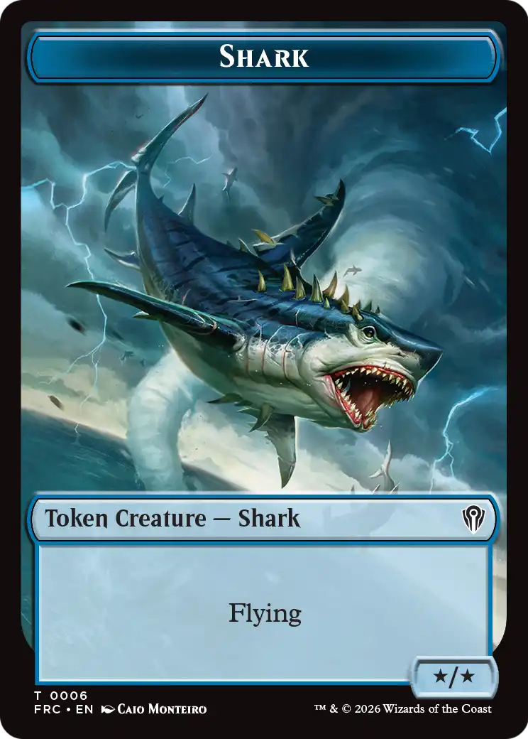 Warrior // Shark Double-Sided Token [Reality Fracture Commander Tokens] | I Want That Stuff Brandon