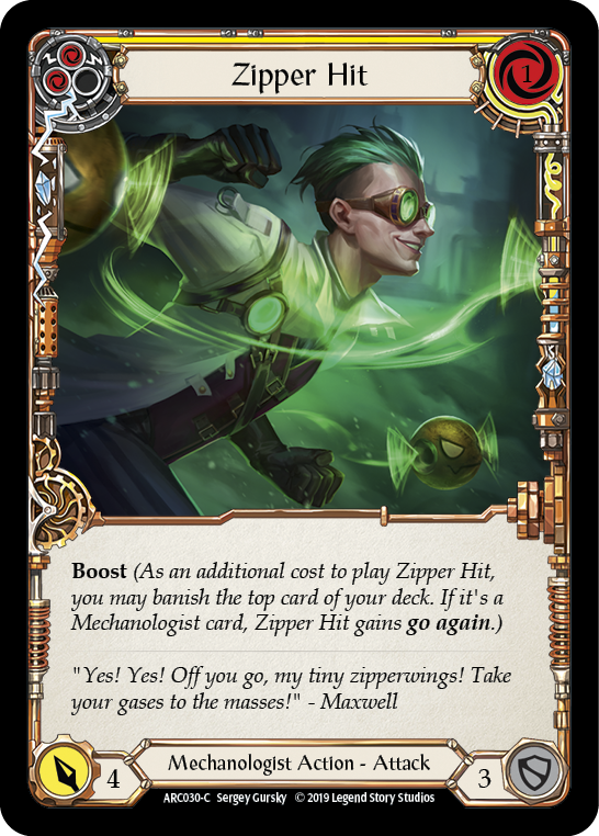 Zipper Hit (Yellow) [ARC030-C] (Arcane Rising)  1st Edition Normal | I Want That Stuff Brandon