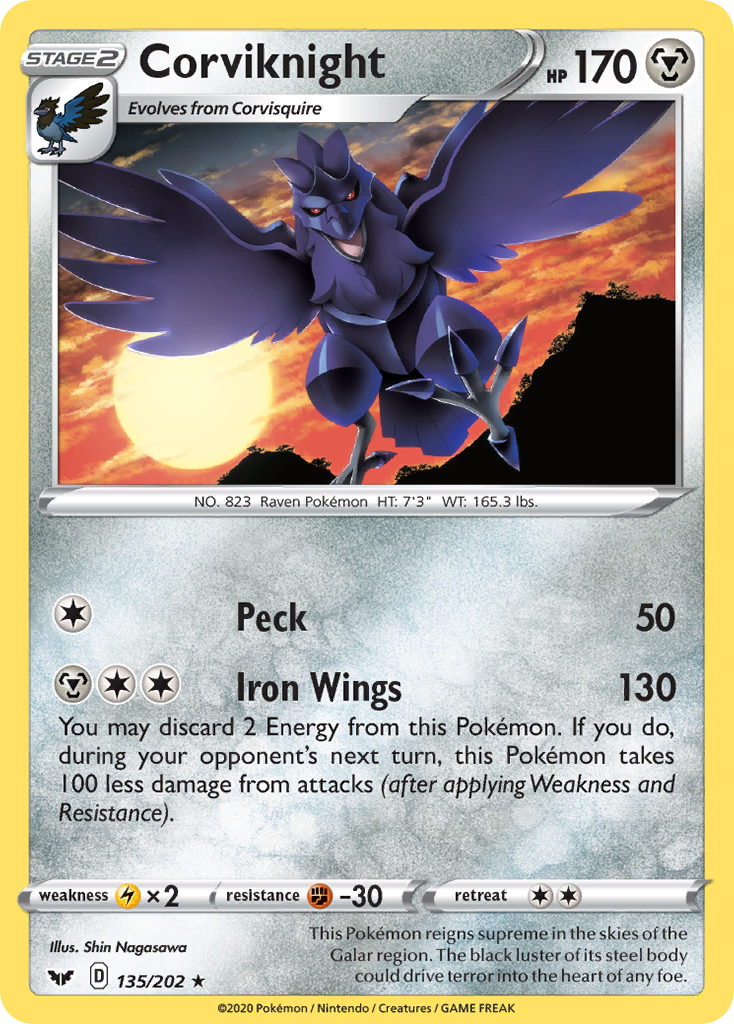 Corviknight (135/202) [Sword & Shield: Base Set] | I Want That Stuff Brandon