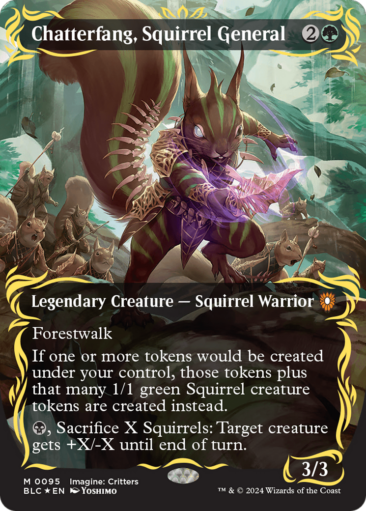 Chatterfang, Squirrel General (Borderless) (Raised Foil) [Bloomburrow Commander] | I Want That Stuff Brandon