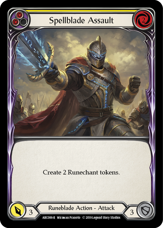 Spellblade Assault (Yellow) [ARC086-R] (Arcane Rising)  1st Edition Rainbow Foil | I Want That Stuff Brandon