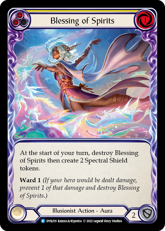 Blessing of Spirits (Yellow) [DYN219] (Dynasty)  Rainbow Foil | I Want That Stuff Brandon