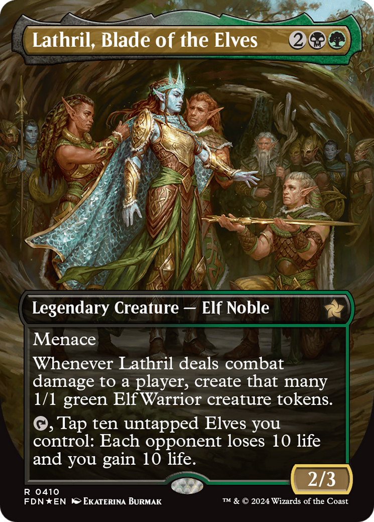 Lathril, Blade of the Elves (Borderless) (Mana Foil) [Foundations] | I Want That Stuff Brandon