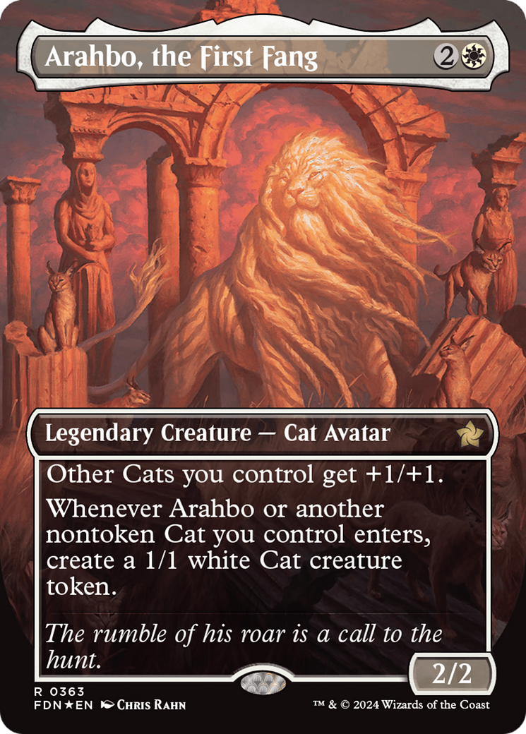 Arahbo, the First Fang (Borderless) (Mana Foil) [Foundations] | I Want That Stuff Brandon