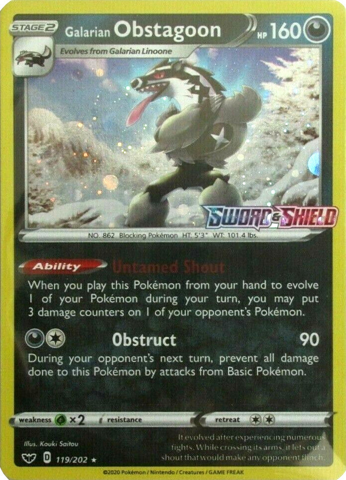 Galarian Obstagoon (119/202) (Cosmos Holo) [Sword & Shield: Base Set] | I Want That Stuff Brandon