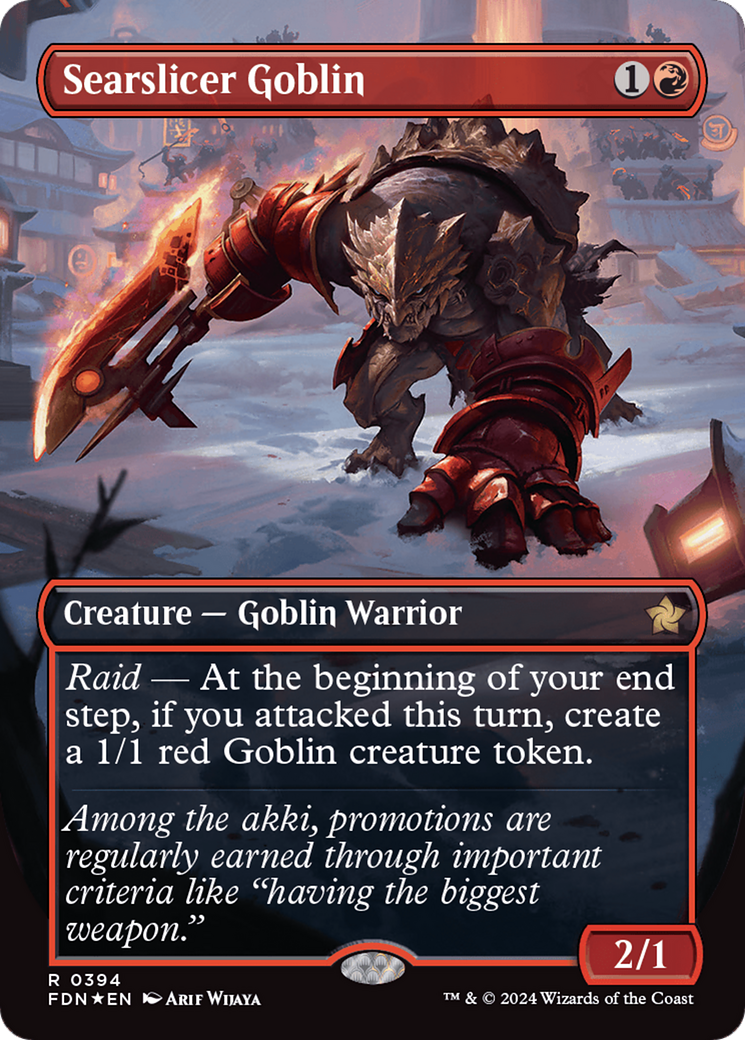 Searslicer Goblin (Borderless) (Mana Foil) [Foundations] | I Want That Stuff Brandon