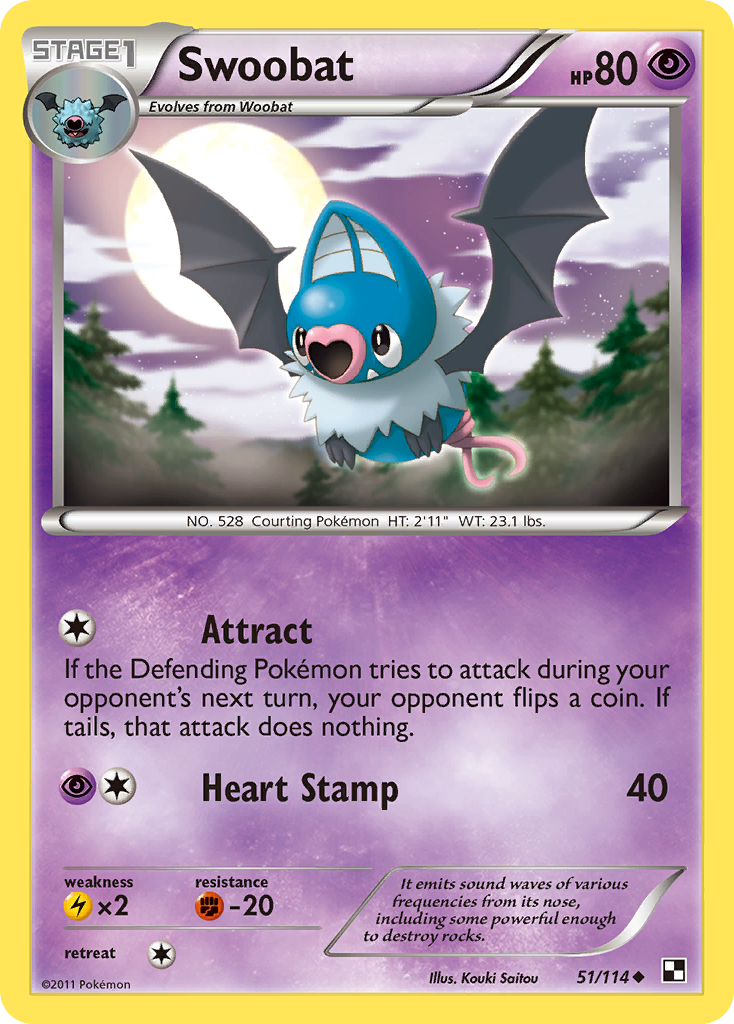 Swoobat (51/114) [Black & White: Base Set] | I Want That Stuff Brandon