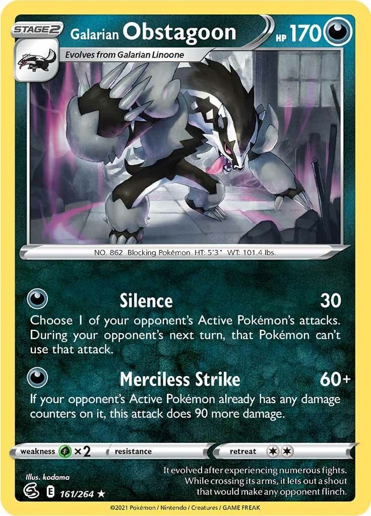 Galarian Obstagoon (161/264) [Sword & Shield: Fusion Strike] | I Want That Stuff Brandon