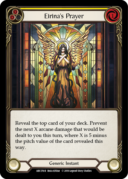 Eirina's Prayer (Yellow) [ARC174-R] (Arcane Rising)  1st Edition Rainbow Foil | I Want That Stuff Brandon