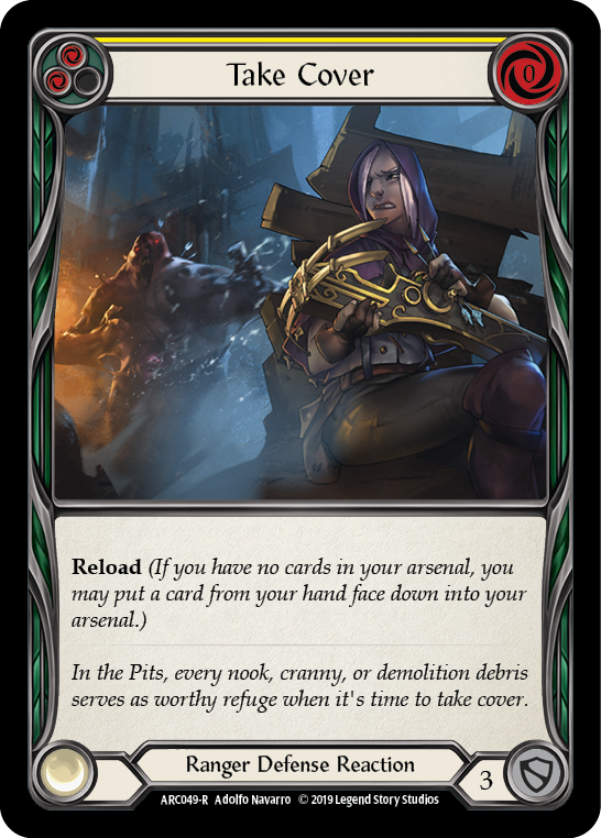 Take Cover (Yellow) [ARC049-R] (Arcane Rising)  1st Edition Rainbow Foil | I Want That Stuff Brandon