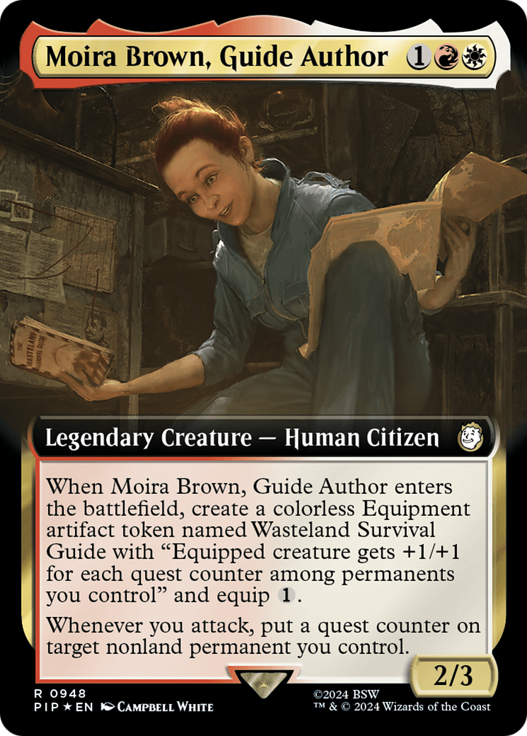 Moira Brown, Guide Author (Extended Art) (Surge Foil) [Fallout] | I Want That Stuff Brandon