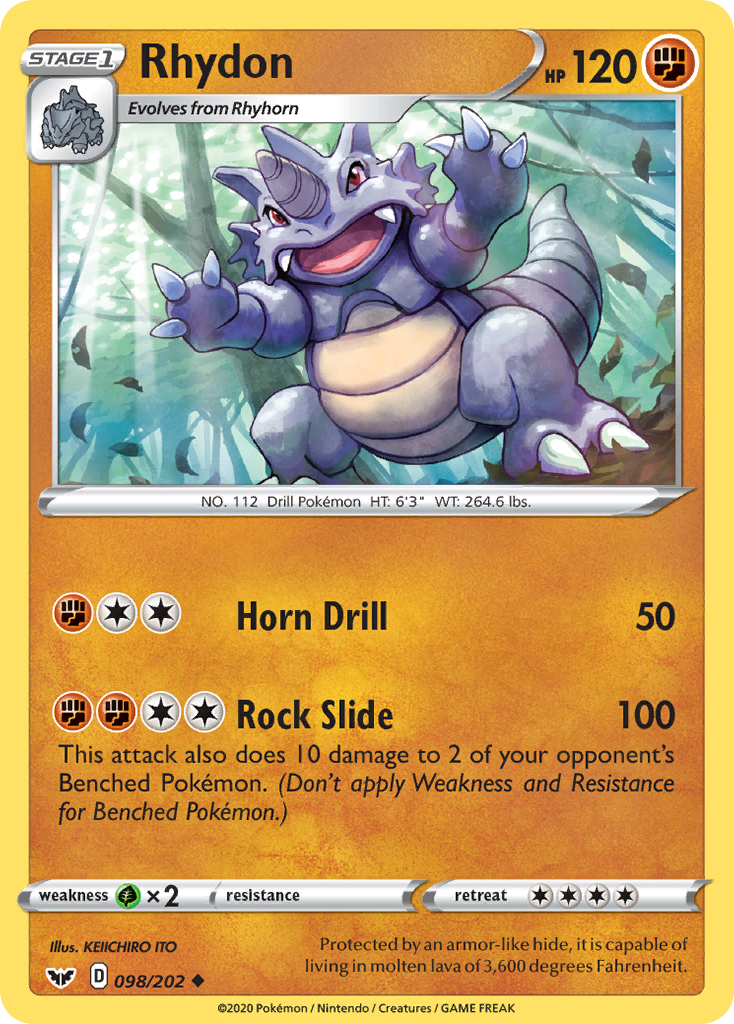 Rhydon (098/202) [Sword & Shield: Base Set] | I Want That Stuff Brandon