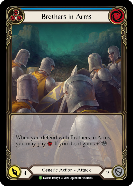 Brothers in Arms (Blue) [FAB093] (Promo)  Rainbow Foil | I Want That Stuff Brandon