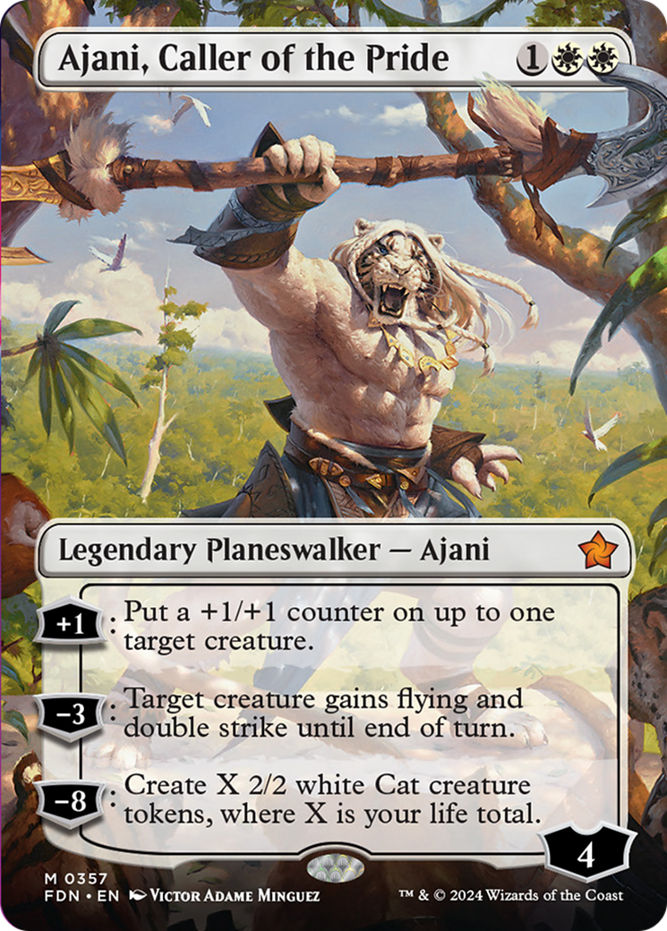 Ajani, Caller of the Pride (Borderless) [Foundations] | I Want That Stuff Brandon