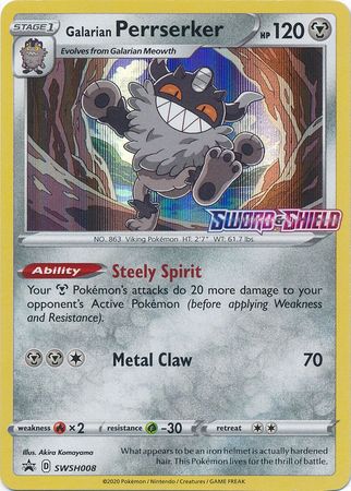 Galarian Perrserker (SWSH008) (Prerelease Promo) [Sword & Shield: Black Star Promos] | I Want That Stuff Brandon