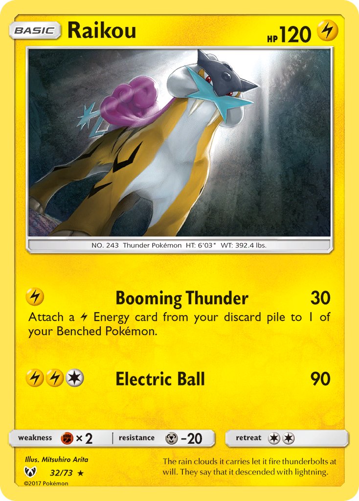 Raikou (32/73) (Lets Play, Pikachu Cracked Ice Holo) (Theme Deck Exclusive) [Sun & Moon: Shining Legends] | I Want That Stuff Brandon
