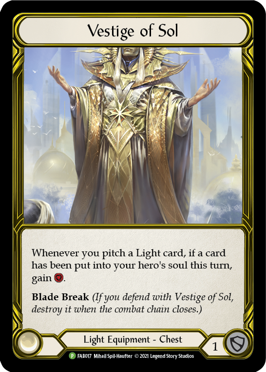 Vestige of Sol (Golden) [FAB017] (Promo)  Cold Foil | I Want That Stuff Brandon