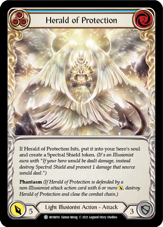 Herald of Protection (Blue) [MON016] 1st Edition Normal | I Want That Stuff Brandon