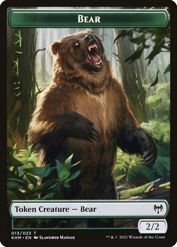 Elf Warrior // Bear Double-Sided Token [Kaldheim Tokens] | I Want That Stuff Brandon