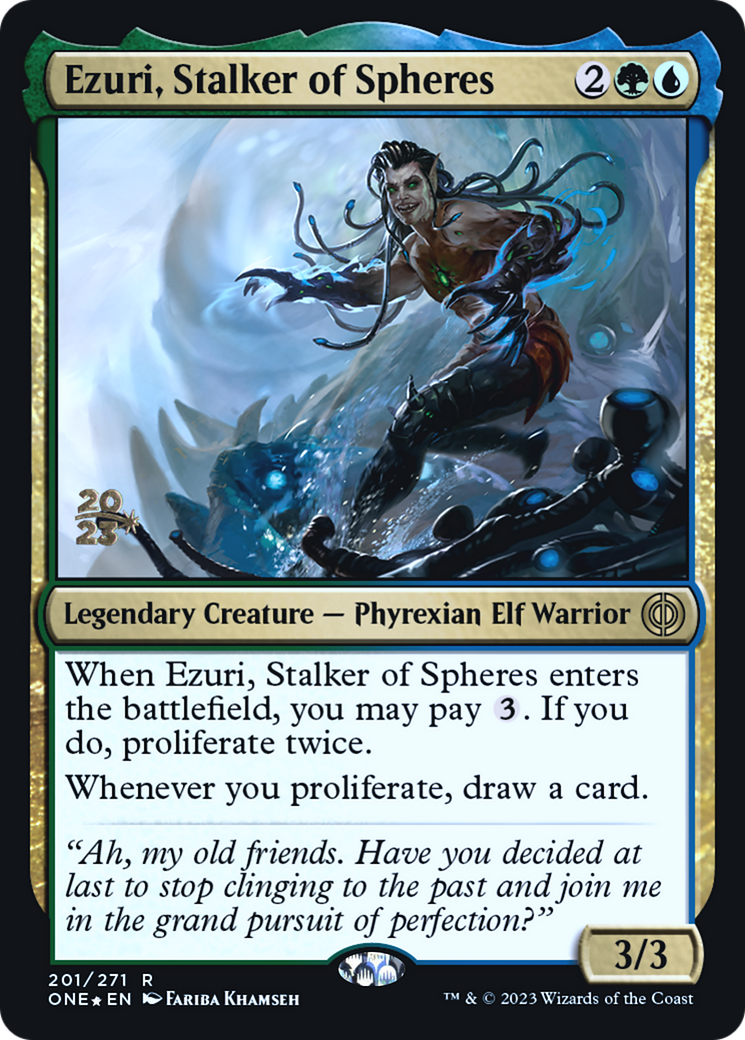 Ezuri, Stalker of Spheres [Phyrexia: All Will Be One Prerelease Promos] | I Want That Stuff Brandon