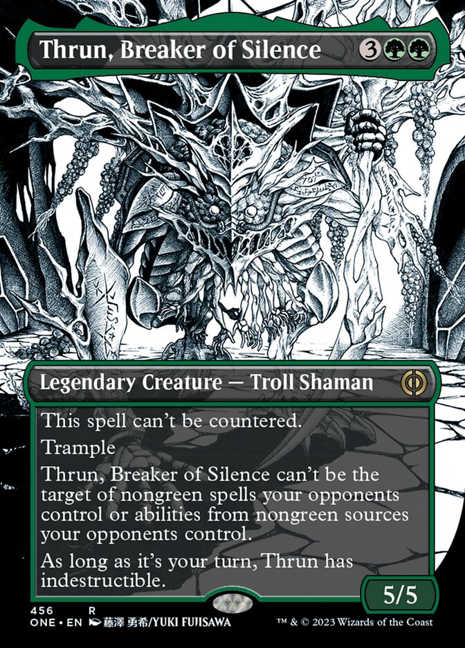 Thrun, Breaker of Silence (Borderless Manga Step-and-Compleat Foil) [Phyrexia: All Will Be One] | I Want That Stuff Brandon