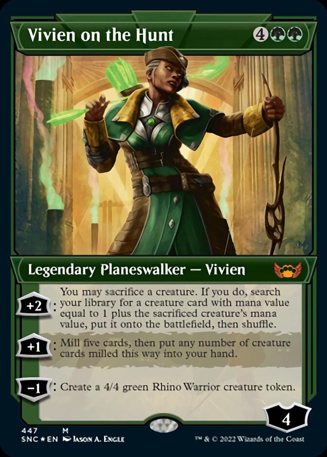 Vivien on the Hunt (Showcase Art Deco Foil Etched) [Streets of New Capenna] | I Want That Stuff Brandon