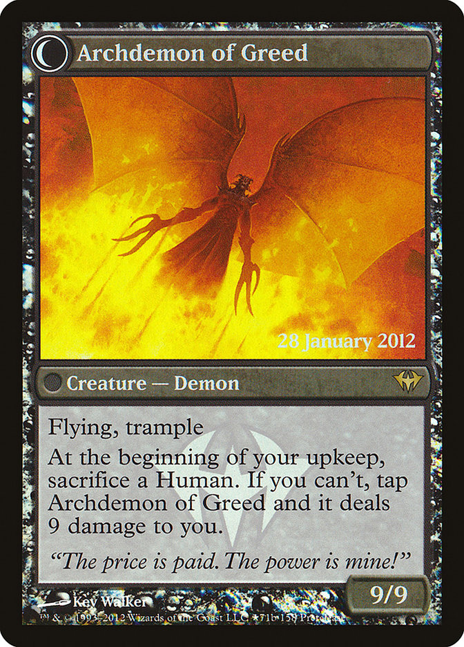 Ravenous Demon // Archdemon of Greed [Dark Ascension Prerelease Promos] | I Want That Stuff Brandon