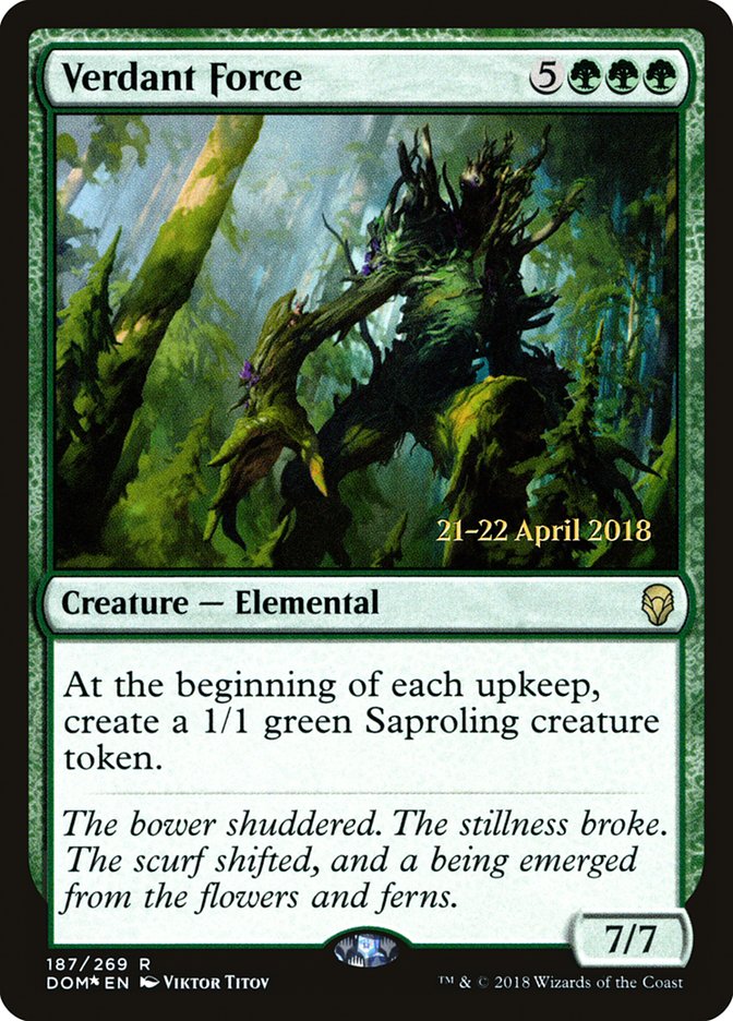 Verdant Force [Dominaria Prerelease Promos] | I Want That Stuff Brandon