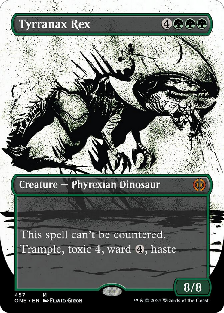 Tyrranax Rex (Borderless Ichor Step-and-Compleat Foil) [Phyrexia: All Will Be One] | I Want That Stuff Brandon