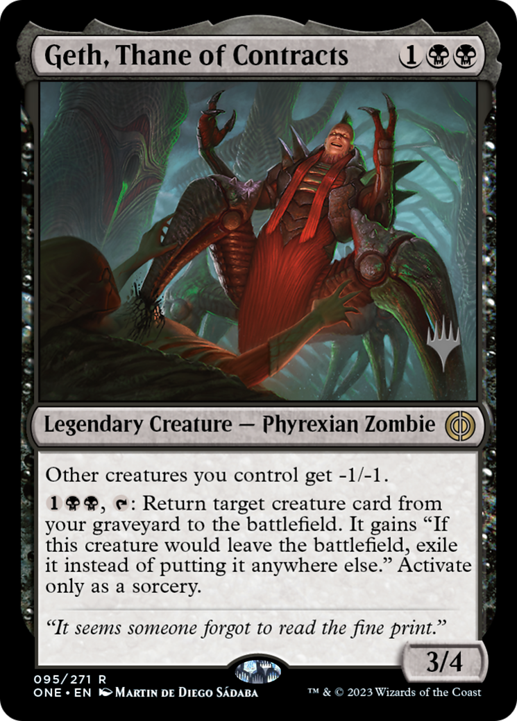 Geth, Thane of Contracts (Promo Pack) [Phyrexia: All Will Be One Promos] | I Want That Stuff Brandon