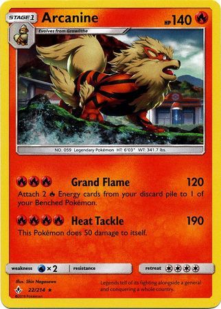 Arcanine (22/214) (Cosmos Holo) [Sun & Moon: Unbroken Bonds] | I Want That Stuff Brandon