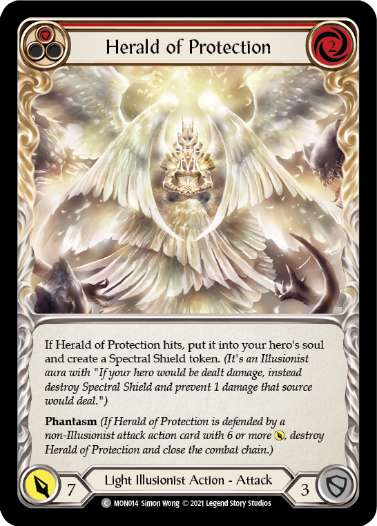 Herald of Protection (Red) (Rainbow Foil) [MON014-RF] 1st Edition Rainbow Foil | I Want That Stuff Brandon